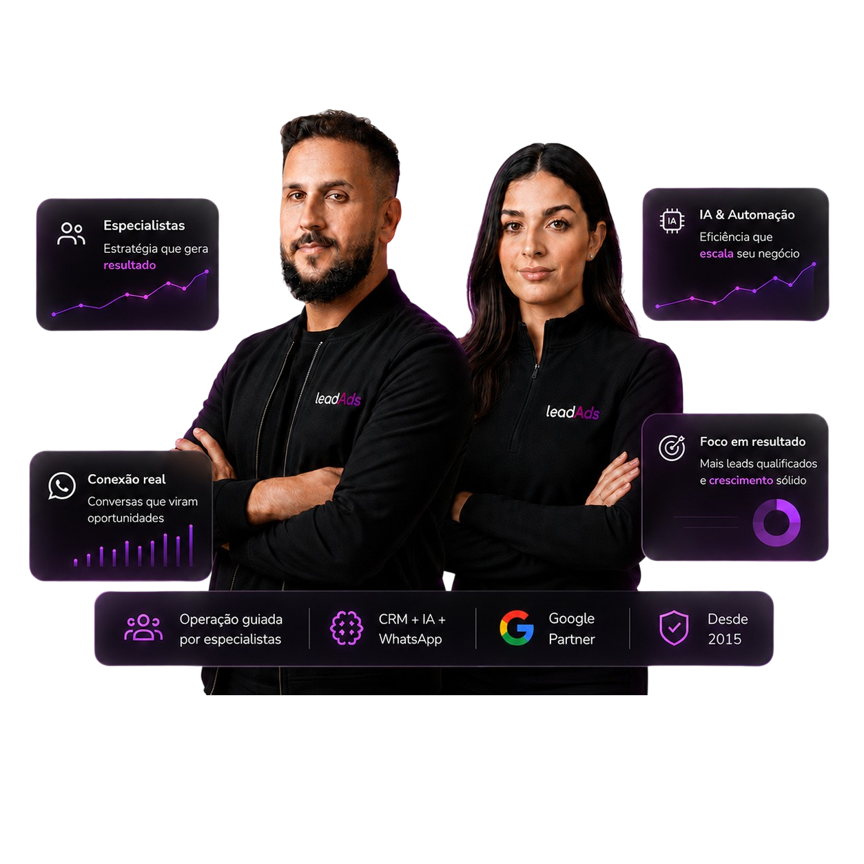 Especialistas LeadAds — estratégia, IA, conexão e resultado